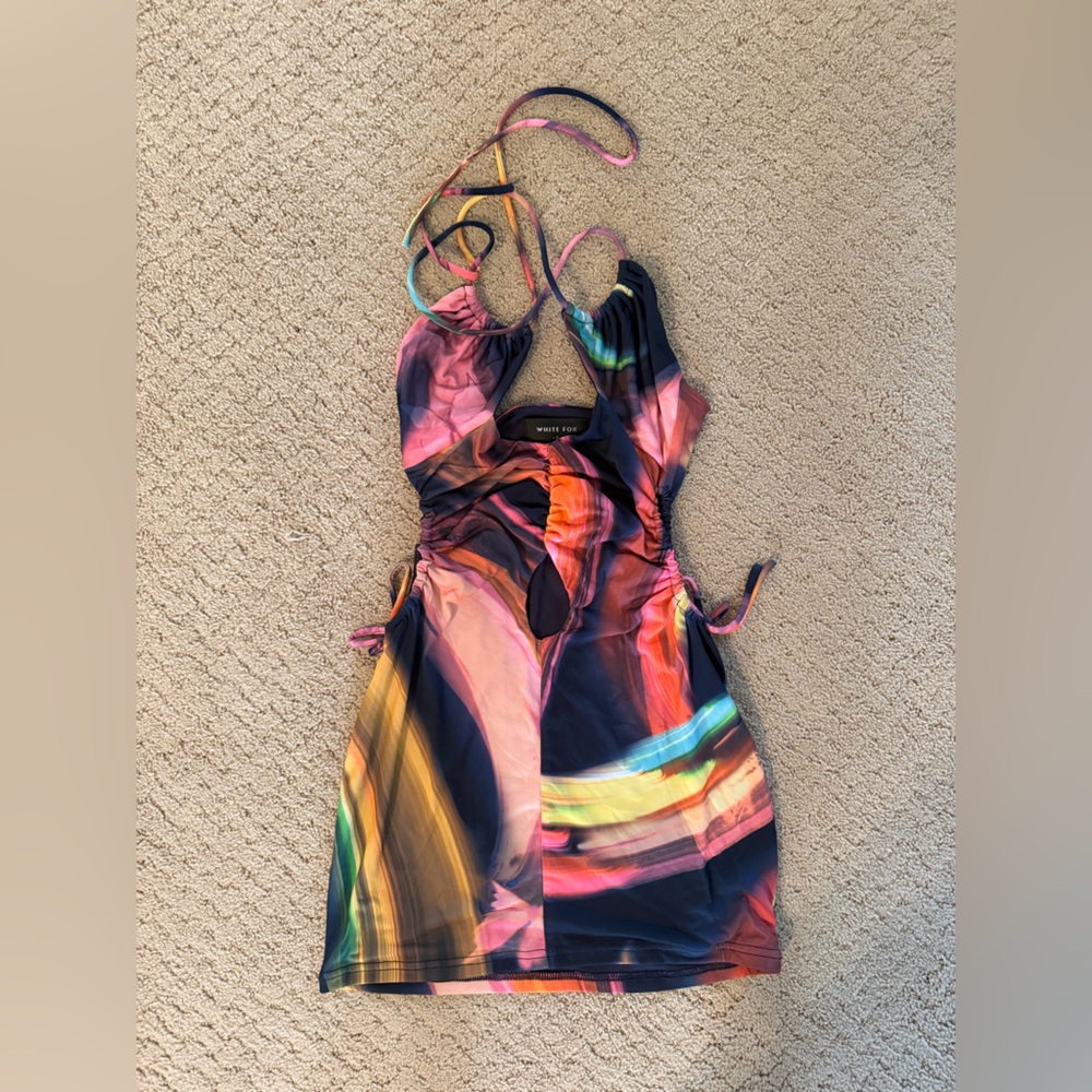 White Fox Abstract Mini Dress